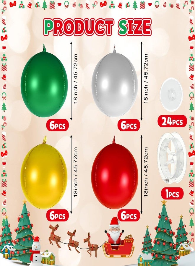 مجموعة زينة عيد الميلاد من سيمجوينج، 24 قطعة، كرات عيد الميلاد العملاقة مقاس 18 بوصة، زينة عيد الميلاد الكبيرة القابلة للنفخ، زينة معلقة على شكل كرات عيد الميلاد كبيرة الحجم لتزيين شجرة عيد الميلاد في الأماكن الخارجية والداخلية، وحفلات الأشجار، والحدائق (لون منعش). - Image 5